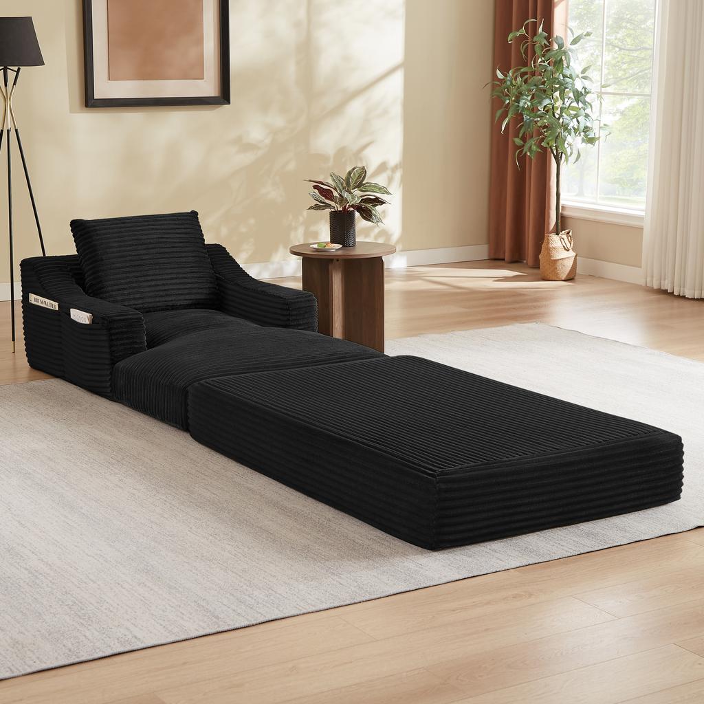 Divano Senza Schienale, Sedia a Sdraio Pigra Minimalista Moderna in Velluto a Coste, Design a Doppio Strato, Espandibile in Letto