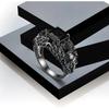 Vintage Gothic Skull Rings Heart Cubic Zirconia Crystal Biker Cocktail Party Rings for Women Halloween Christmas Gifts