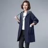 Spring Fall Women Jacket Hooded Long Sleeves Drawstring Plus Size Pockets Zipper Closure Windbreaker Mid Length Solid Color Big Pockets Windproof Warm