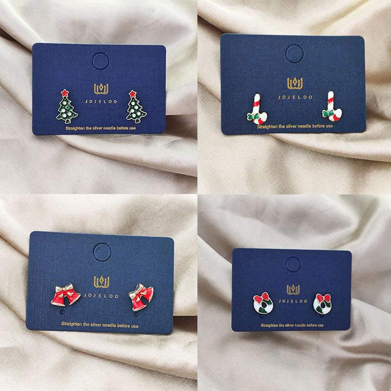 Gold-Plated Copper Christmas Stud Earrings: Snowman, Socks, and Reindeer Design