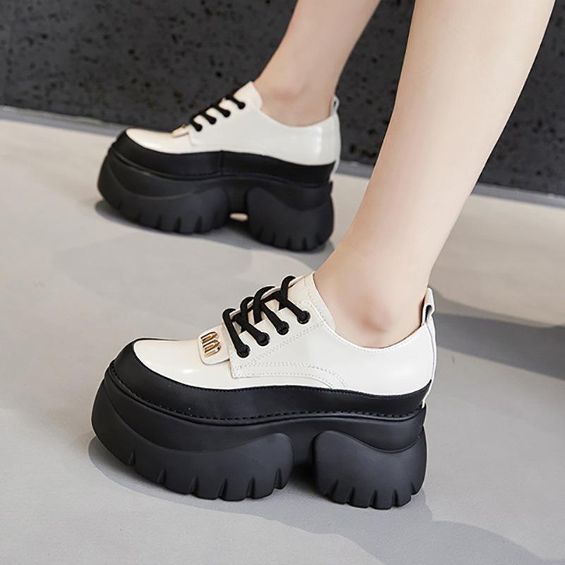 Inner Heightening Loafers Women's 2025 Spring New Black Small Fragrant Single Shoes Versatile Platform British Small Leather Shoes