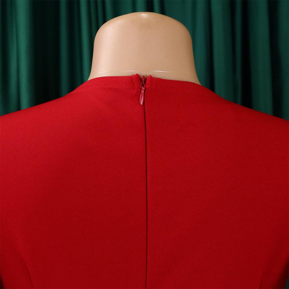 YYFS Women's Fashion Summer Spring Solid Color Print Short Sleeve O-Neck High Waist Casual Dresses