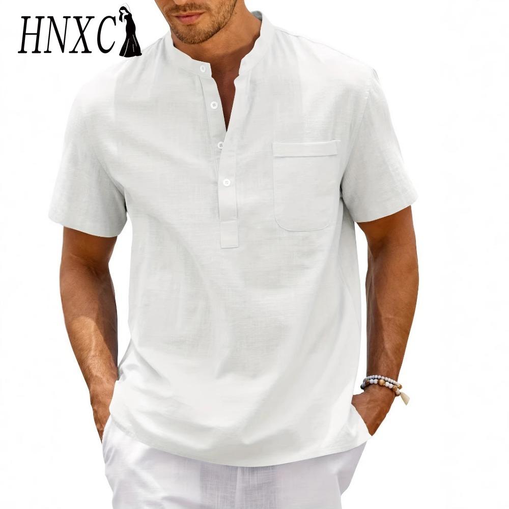 HNXC Men's Fashion Casual Solid Color Print Tops & T-shirts