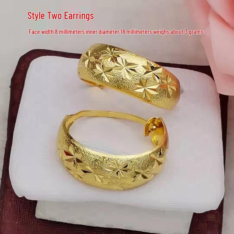Gold-Plated Frosted Starry Sky Thai Copper Earrings for Women