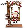 Winter Holiday Home Decor Christmas Wooden Ornaments Santa Snowman Figurine with Moving Bookshelf Decorations Swing