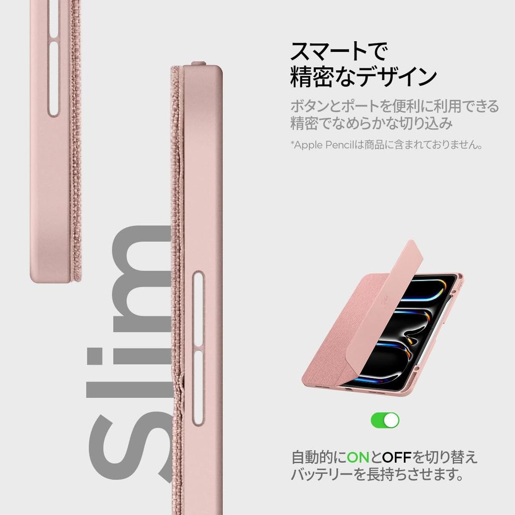 Spigen iPad Pro 13-inch (2024) Case with Stand, Shockproof, Scratch-Resistant Fabric Cover, Auto Sleep/Wake, Urban Fit, ACS07011 (Rose Gold)