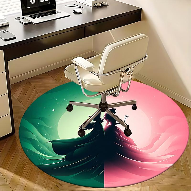 Hexen-Silhouette, Prinzessin Zauberstab Stuhlmatte Runder Teppich Büroteppich, Rutschfest, Geeignet für Wohnzimmer, Schlafzimmer, Dekor1205896a