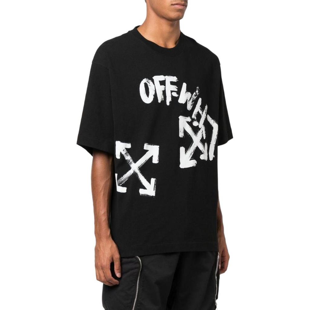 Off-White Paint Script Over Skate Short-Sleeve Tee Black/White Men Tops OMAA120F22JER0041001