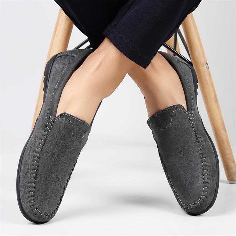 Fashion Genuine Leather Men's Business Shoes All-match Mens Slip on Shoes Outdoor Mens Comfortable Loafers High Quality Casual Flats