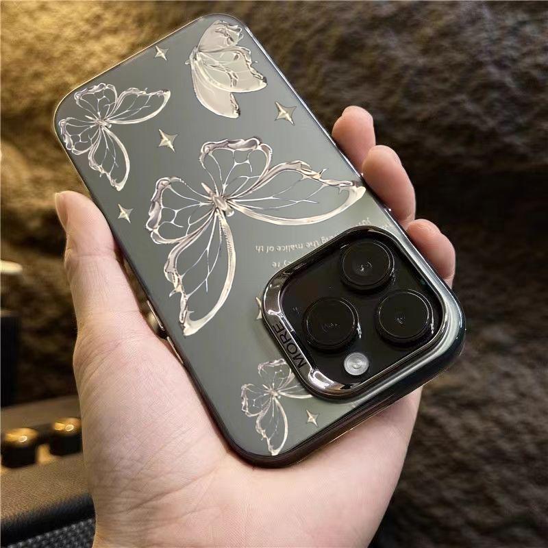 Luxury Laser Silver Gold Butterfly Phone Case For Samsung Galaxy S24 Ultra S23 S22 Plus S21 FE A25 A35 A55 A34 A54 A33 A53 Cover