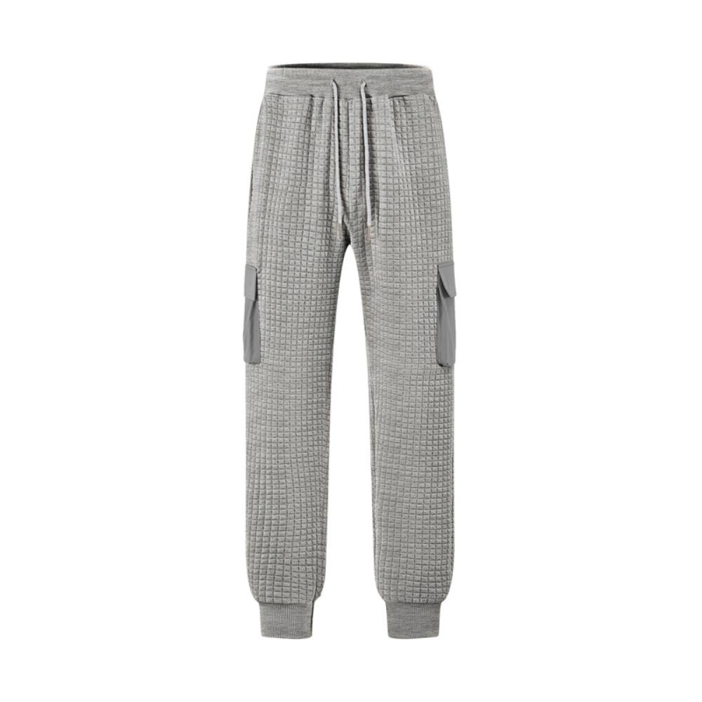 New Men's Sports Thick Multi Pocket Jacquard Small Square Casual Work Pants Men Clothing Streetwear Men Cargo Pants