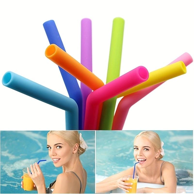 8PCS Silica Gel Drinking Straw Food Grade Straw for Children Recycleable Bent Straw