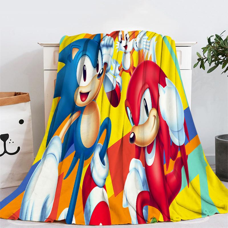 Blanket Sonic Flannel Hedgehog Cartoon Sofa Bed Throw Rug Warm Winter Gift Kids