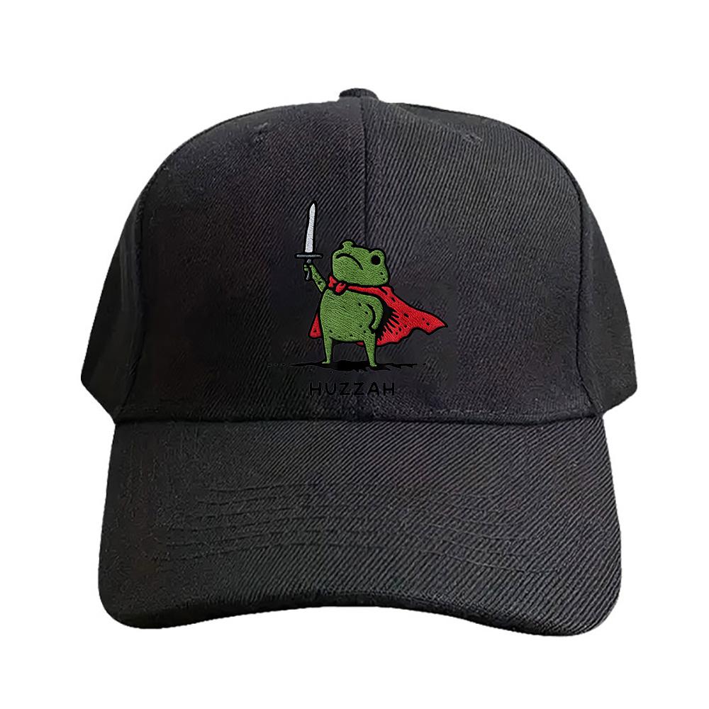 Huzzah Frog With Sword Woman Man Baseball Cap Adult Adjustable with Curved Brim Hiking Fishing Hat Trucker Cap