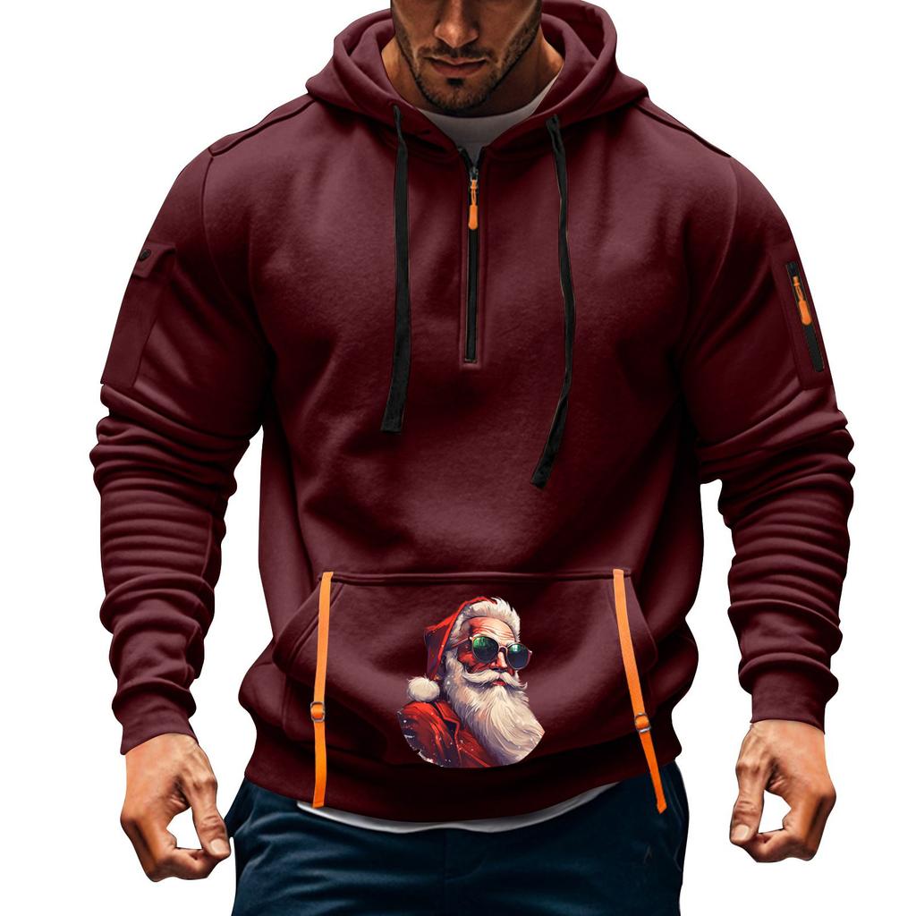 Men's Printed Sweatshirt Hoodie Zipper Arm Pocket Cardigan Men's Sports Large Size Casual Hoodie