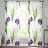 Tulpen Aquarell Malerei Sheer Fenster Vorhänge Für Wohnzimmer Schlafzimmer Moderne Voile Tüll Vorhänge Stoff Vorhänge Für Küche