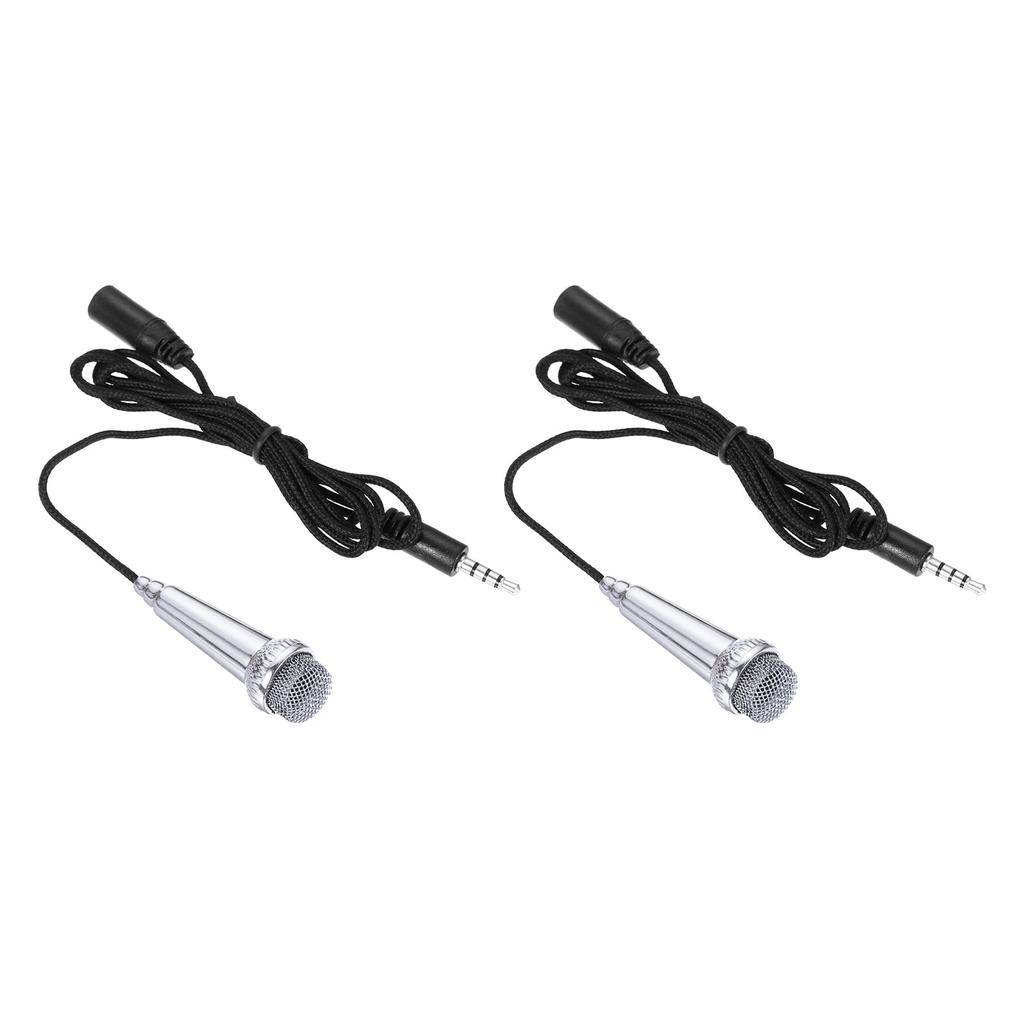 Uxcell Mini for Phone Recording and Video Silver Pack of 2 Microphone, Portable, Recording, Laptop, Gray,