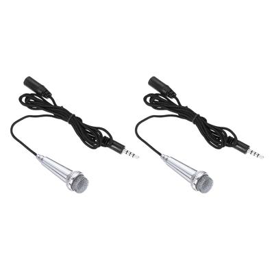 Uxcell Mini for Phone Recording and Video Silver Pack of 2 Microphone, Portable, Recording, Laptop, Gray,
