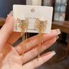 Fashion Long Tassel Butterfly Earrings Shiny Crystal Sweet Bowknot Tassel Earrings Zircon Drop Earrings Women Jewelry
