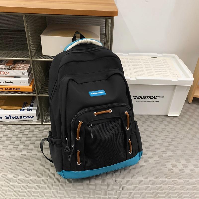 ins Japanese retro contrasting color college student couple backpack female Korean version college style middle school student casual backpack 29*15*45