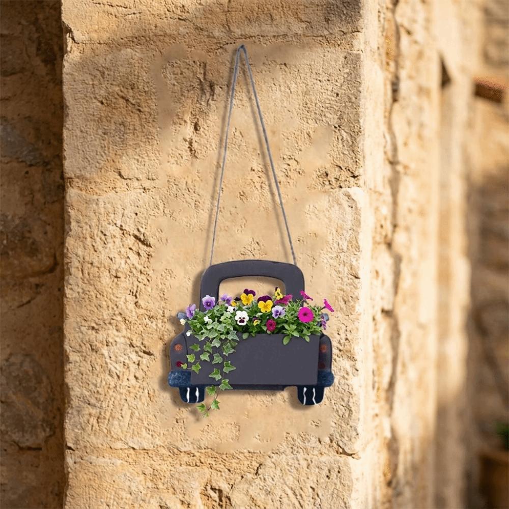 Retro Cartoon Truck Shaped Flower Pot Iron Car Wall Planter Hanging Truck Planter  for Balcony