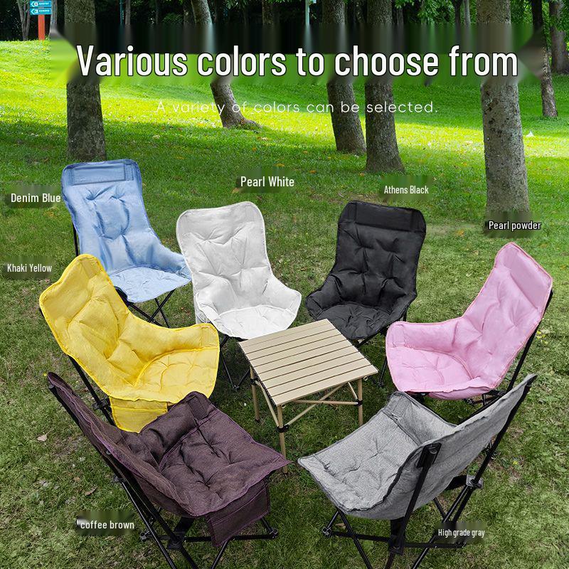 Extra Thick Outdoor Moon Chair: Portable Recliner & Fishing Stool