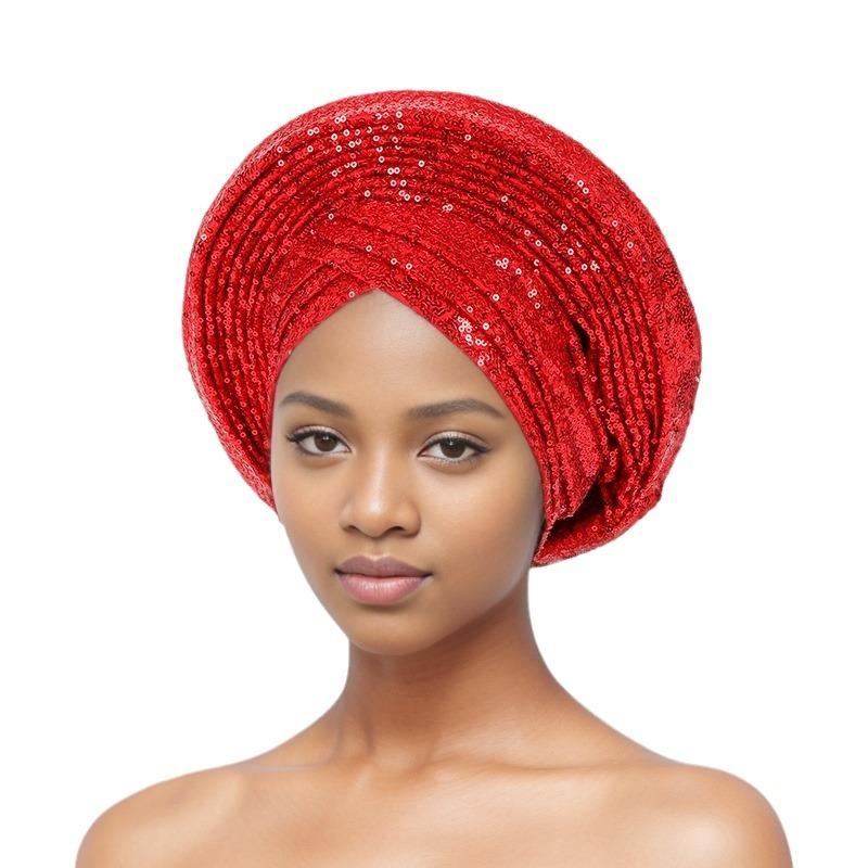 Nouă pălărie cu paiete laminată pentru industria grea, cu turban de nuntă africană, pălărie Baotou, pălărie etnică