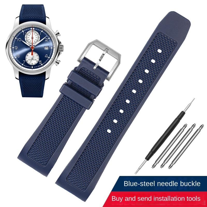 Pro IWC PORTUGIESER YACHT CLUB CHRONOGRAPH IW390502 IW390209 Řemínek k hodinkám 22mm Zakřivený Silikonový potápěčský náramek Gumový řemínek