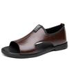 2025 New Men's Beach Shoes Hollow Breathable Non-slip Outer Wear Casual Extra Large Size Men's Leather Sandals Men 801
