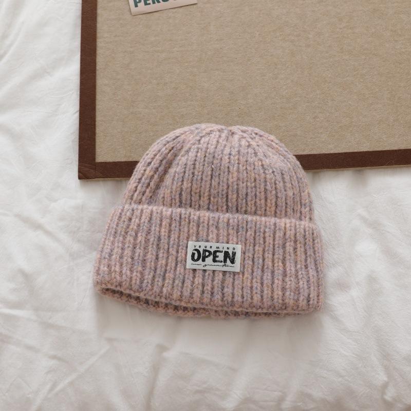 Simple Letter Versatile Knitted Wool Hat for Women Autumn and Winter New Fashion Knitted Hat Cold Hat