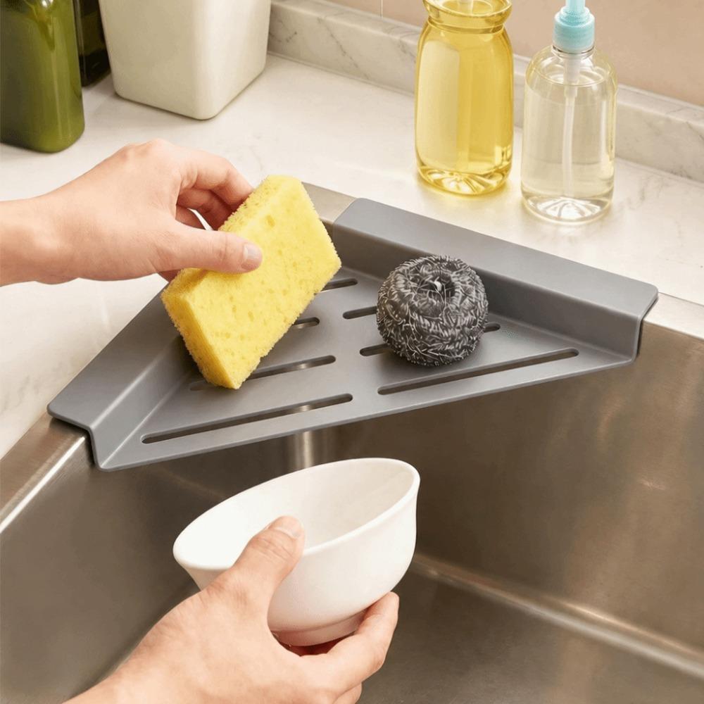 Non-Slip Sink Drainer Triangular Kitchen Sink Storage Shelf  for Kitchen Utensil