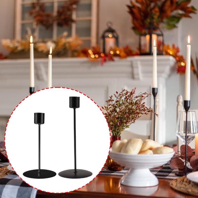 Packung mit 4 eleganten Eisenleuchtern Säulenkerzenhalter Ständer für Wohnzimmer Party Hochzeitsmittelstücke Dekoration
