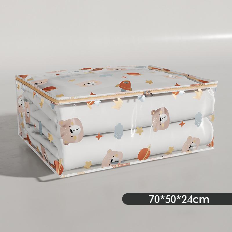 Large Capacity Household Clothes Organizer Dustproof Waterproof Transparent Quilt Bag New Printed Three-Dimensional Storage Bag