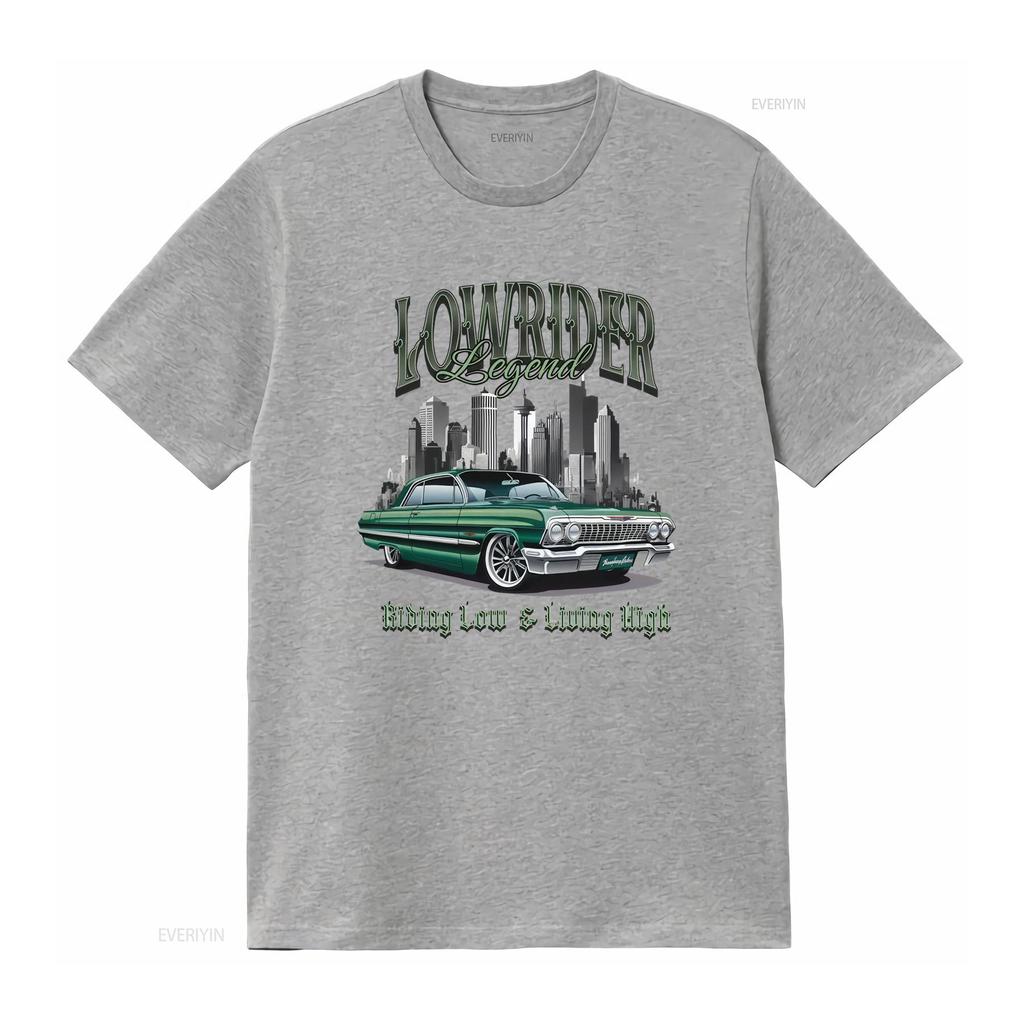 Lowrider Legend Green T Shirt Vintage Washed Casual Top For Everyday Wear Unisex Designer Clothes Breathable Slightly Stylish