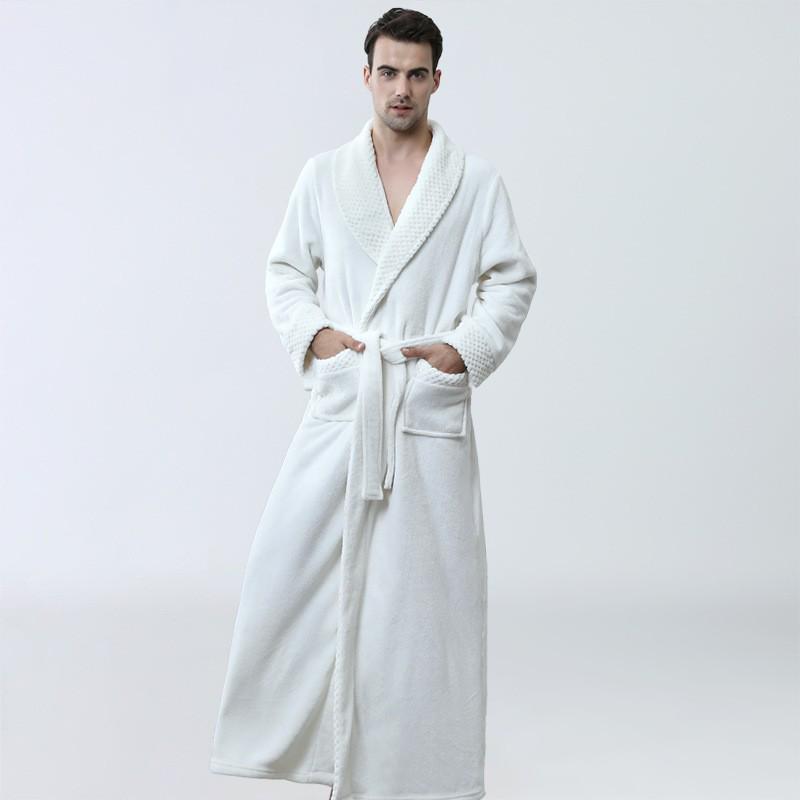 Men's Coral Fleece Robe - Autumn/Winter, Thick, Homewear Pajamas