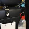 Car Seat Back Hooks Diamond Camellia Flowers Decor Cute Cartoon Bears Car Interior Storage Hook Handbag Hanging Holder