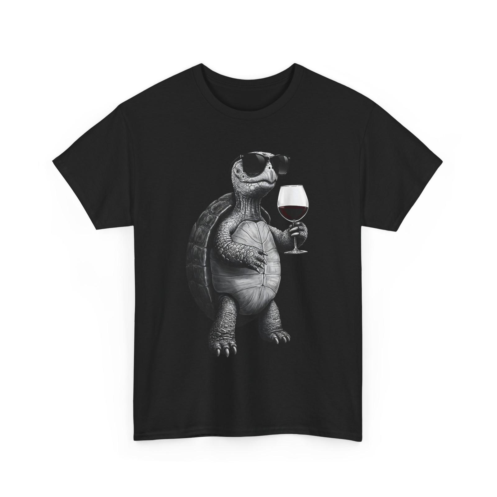 Turtle T-Shirt Mens Womens Tees Top, Turtle Drinking Red Wine Art Print T-Shirt Mens Womens Tees Top 3XL