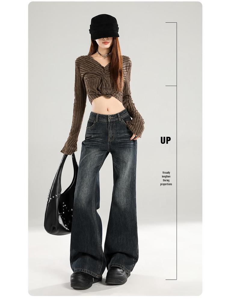 Women's Blue Retro High-Waist Slim Fit Flare Jeans