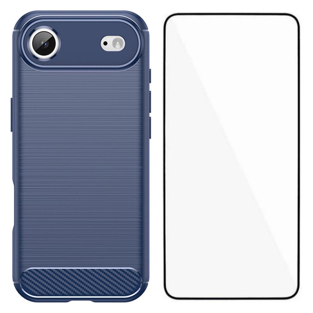 For iPhone 17 Air Case with Tempered Glass WANLONFENG LS Series Brushed Texture TPU Phone Cover