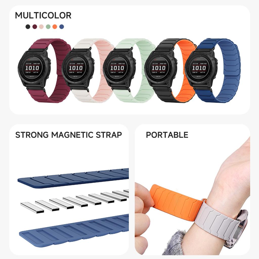 22/26mm Two tone magnetic strap for Garmin Fenix 8 7 7X PRO 6X 3 3hr 6x PRO silicone band for garmin watch smartwatch bracelet