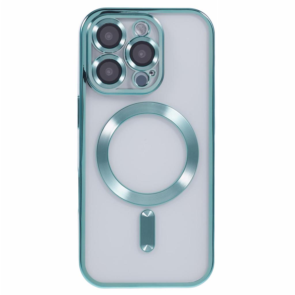 For iPhone 16 Pro Magnetic Case Soft TPU Electroplating Phone Cover with Lens Film