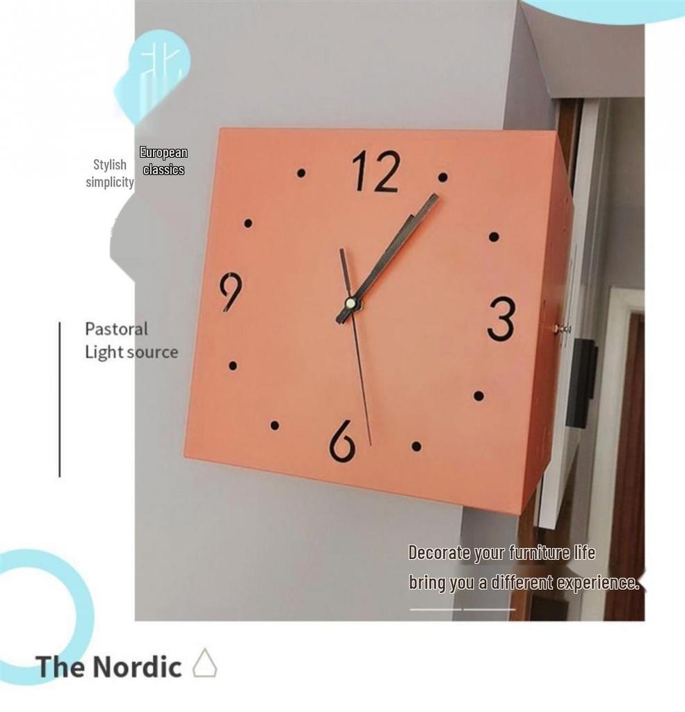 Minimalist Silent Two-Sided Corner Wall Clock for Living Room