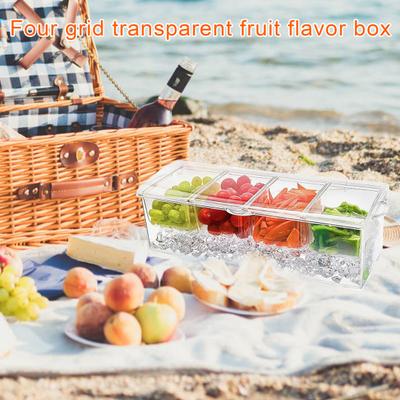 Kühlschrank Obstbox mit Eisbereich 4 Transparente Abnehmbare Deckel Aufbewahrungsfächer Salat Obst