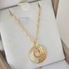 1 Pc Luxury Golden Color Hollow Floral Pattern Necklace Boho Pendant Bride Wedding Jewelry Valentine'S Day Jewelry Gifts