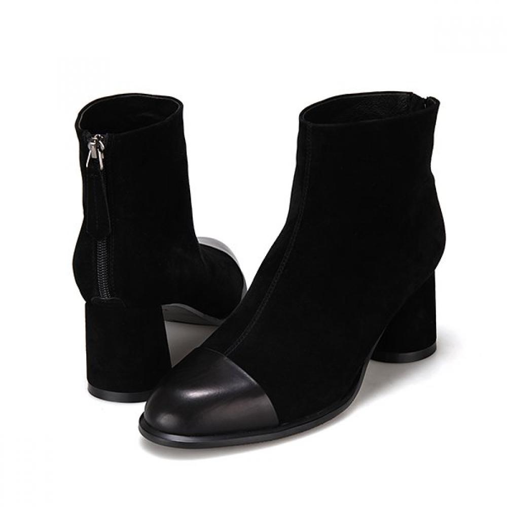 BARBARA Leather Suede Color Block Ankle Boots 6.5cm Bbg865bk