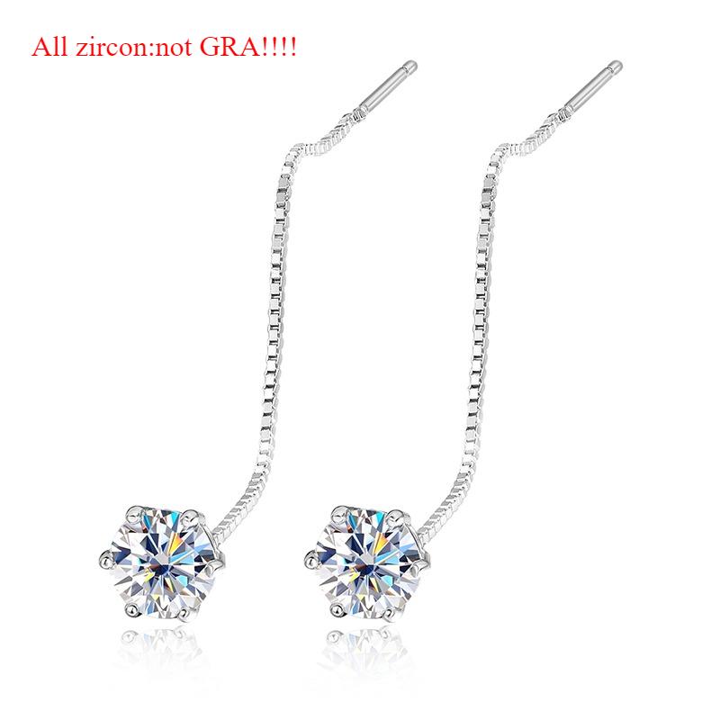 Smyoue 5/6.5mm Tassel Moissanite Drop Earrings Lab Diamond Sparkling Women Wedding Jewelry Pure 925 Silver Plated 18K Earring
