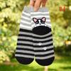 Weibliche 3D Tier Hunde Fußabdrücke Socken Frauen Baumwolle Boden Länge Casual Striped Cartoon Socken