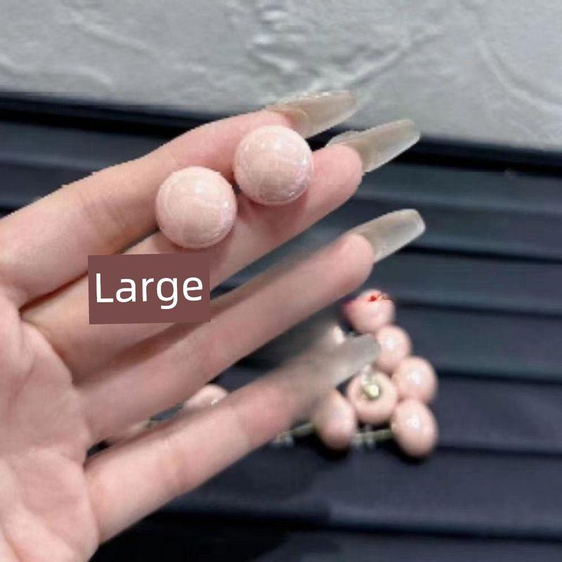 

Серьги-пусеты из серебра 925 пробы, минималистичные, с керамическим розовым жемчугом, нишевый стиль, универсальные серьги для通勤, модные, стильные, не тускнеющие 1957#(pink) large 2.0cm