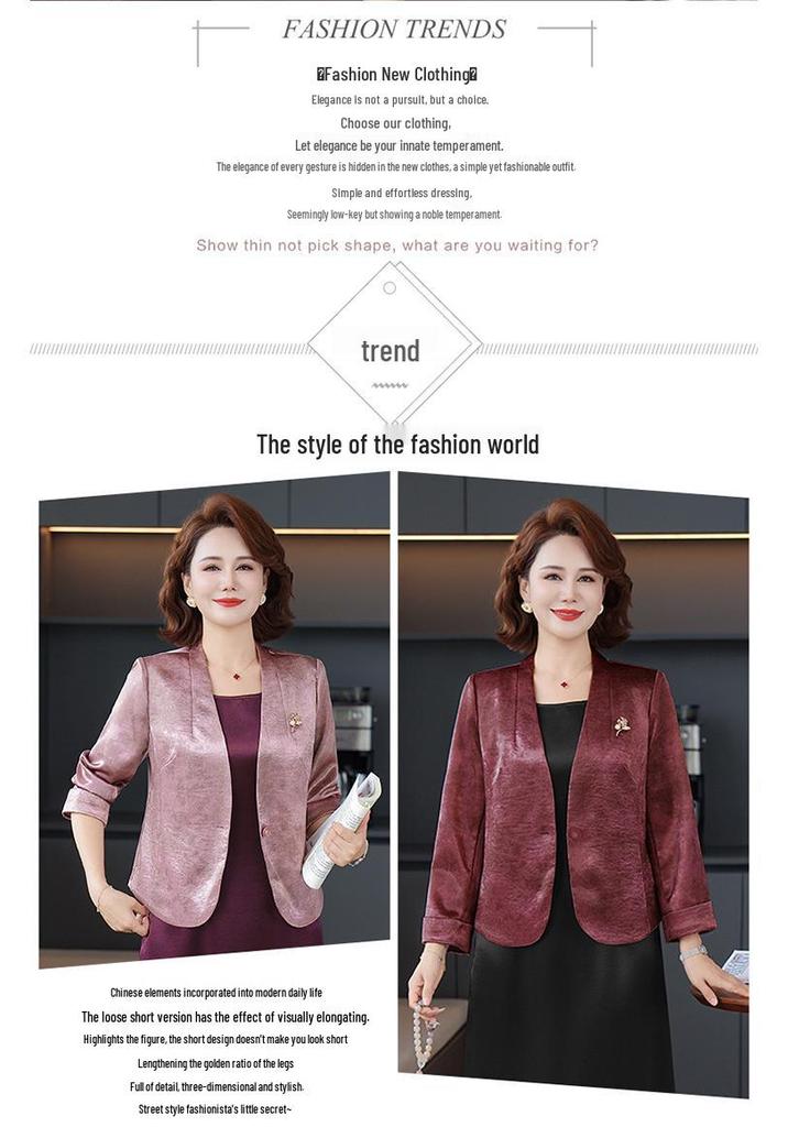 Spring Outerwear: Mother-in-Law's Wedding & Occasion Suit for Middle-aged Women - 2-Piece Top & Dress Set