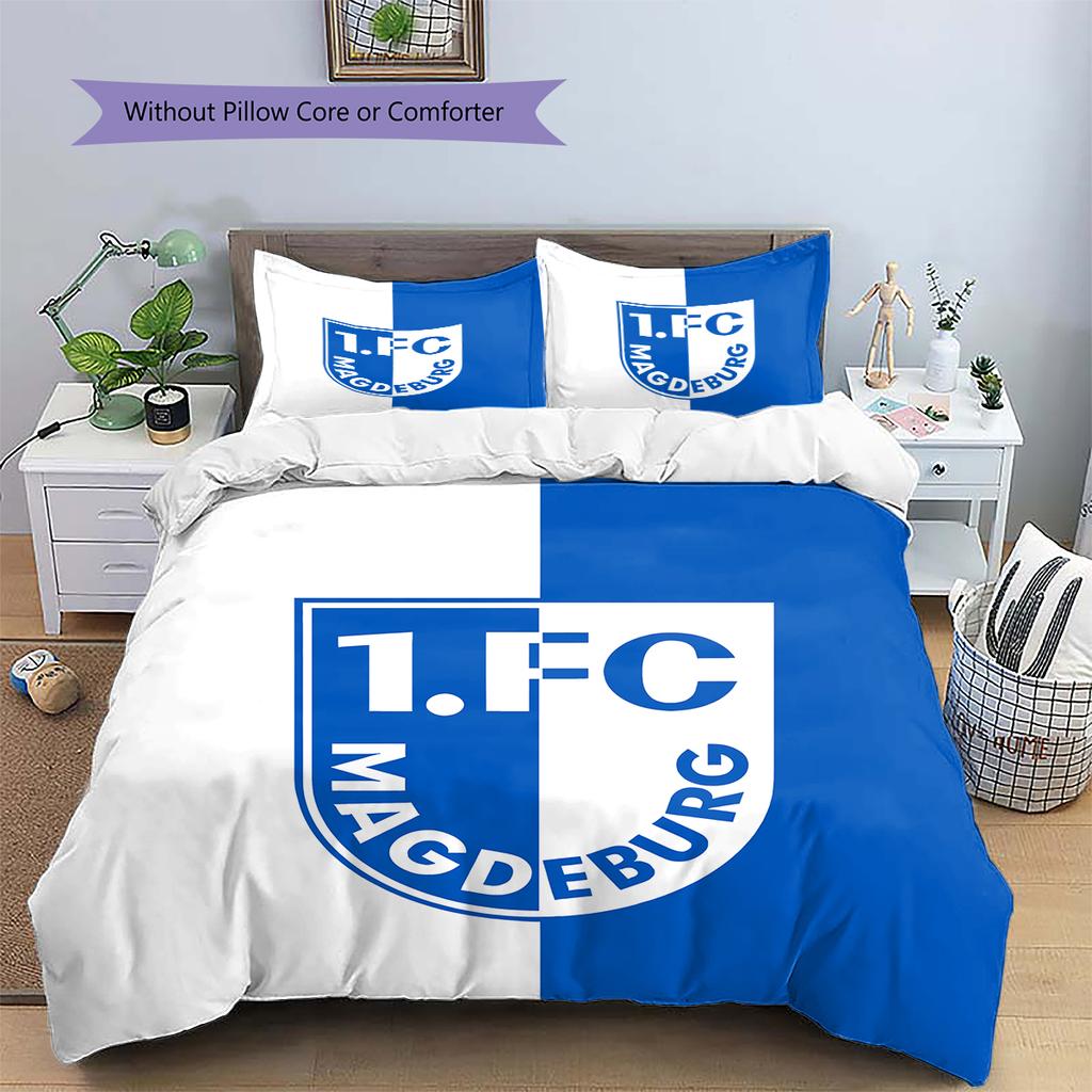 1. FC Magdeburg Pattern Bedding,Quilt Set Quilt Cover Pillowcase Home Birthday Gift (1 * duvet cover + 2 * pillowcase, without core)